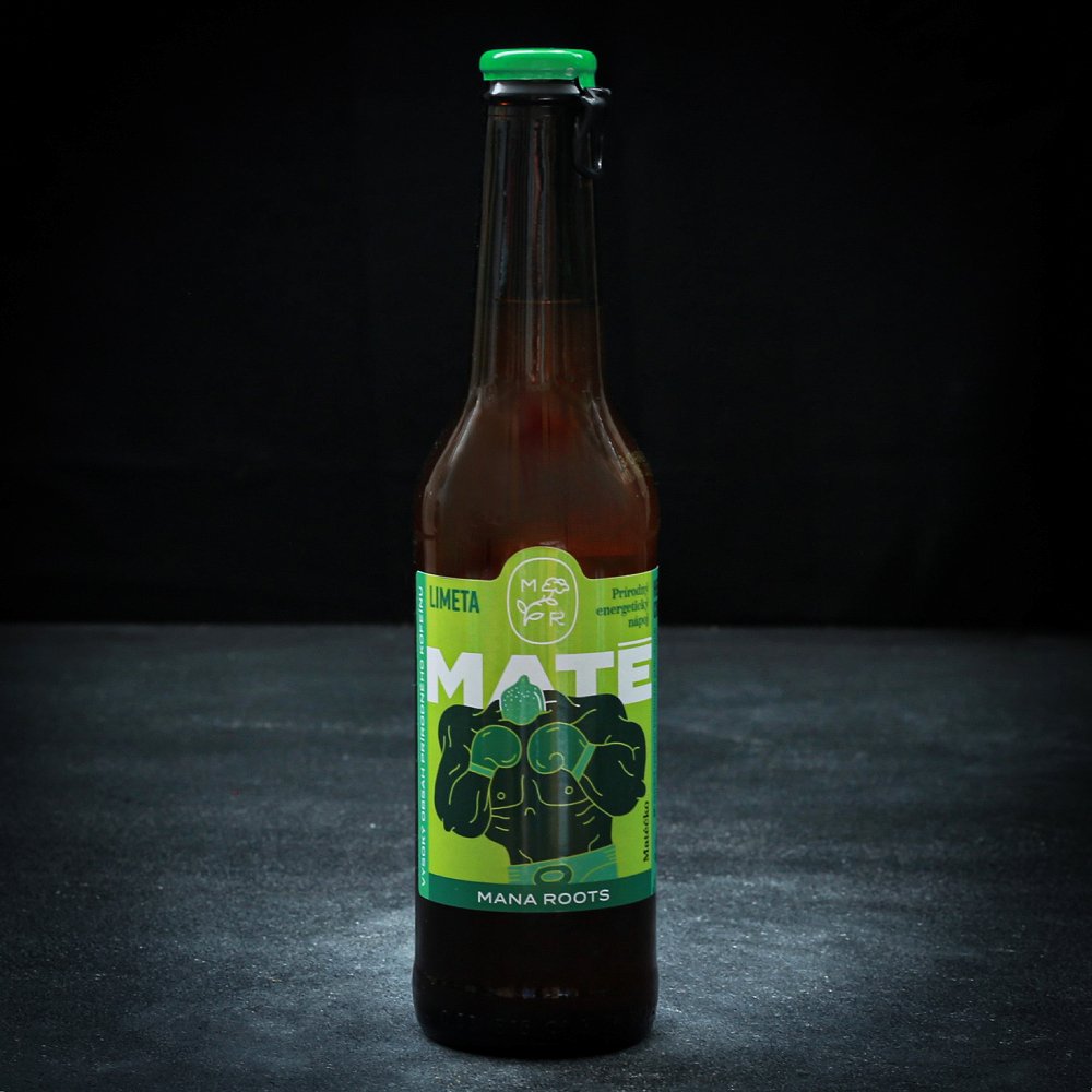 MATÉ limeta - prírodný energetický nápoj 330ml (sklo) (Mana Roots)