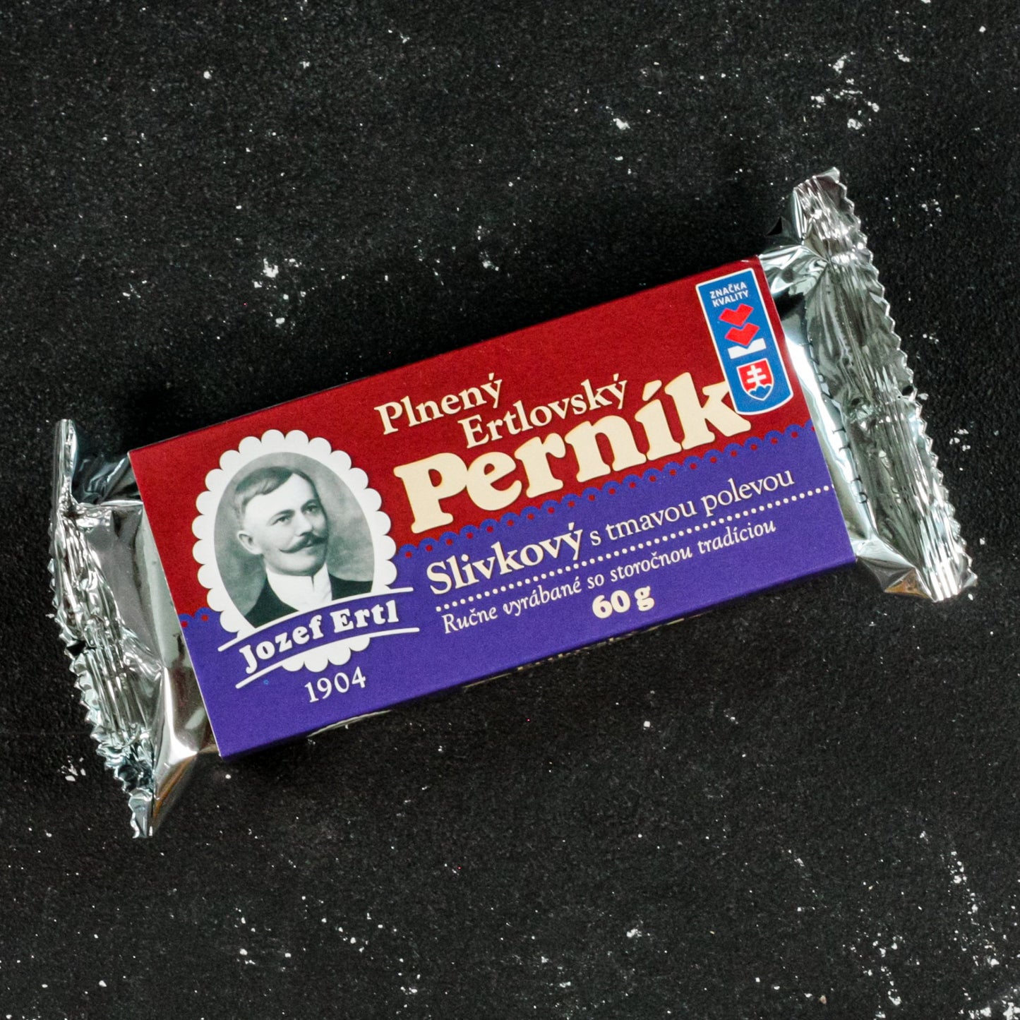 Plnený perník - slivkový s tmavou polevou 60g